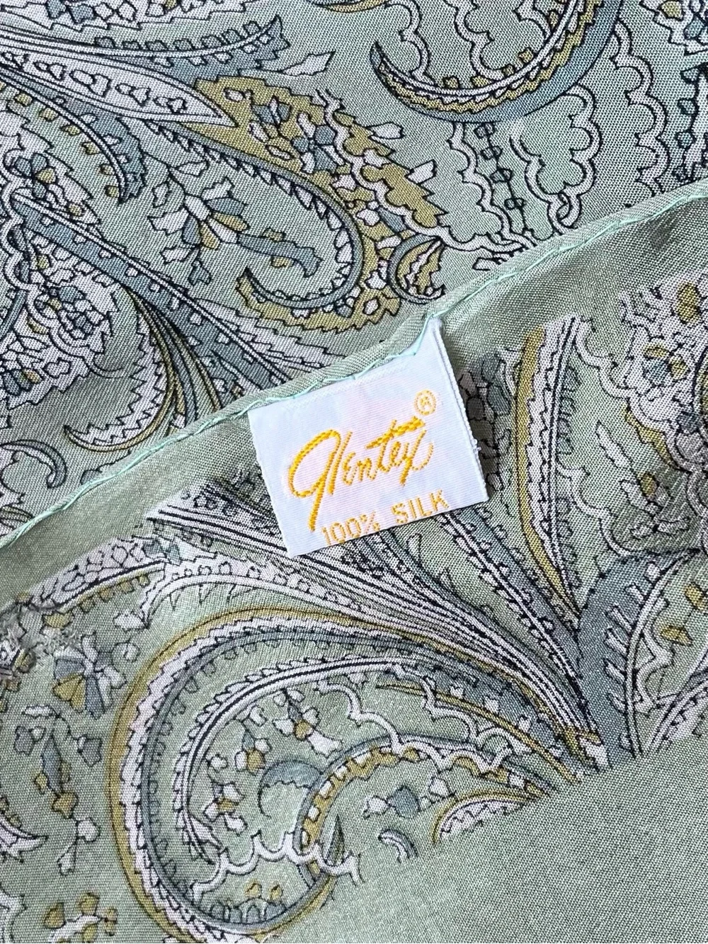 Vintage Glentex 💯 % Silk Scarf in Pale Sage